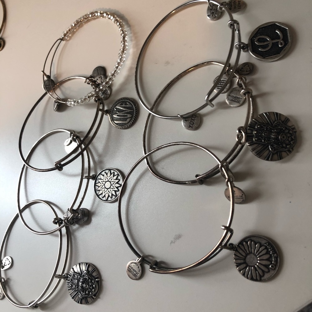 7 silver ALEX AND ANI bracelets - gently used